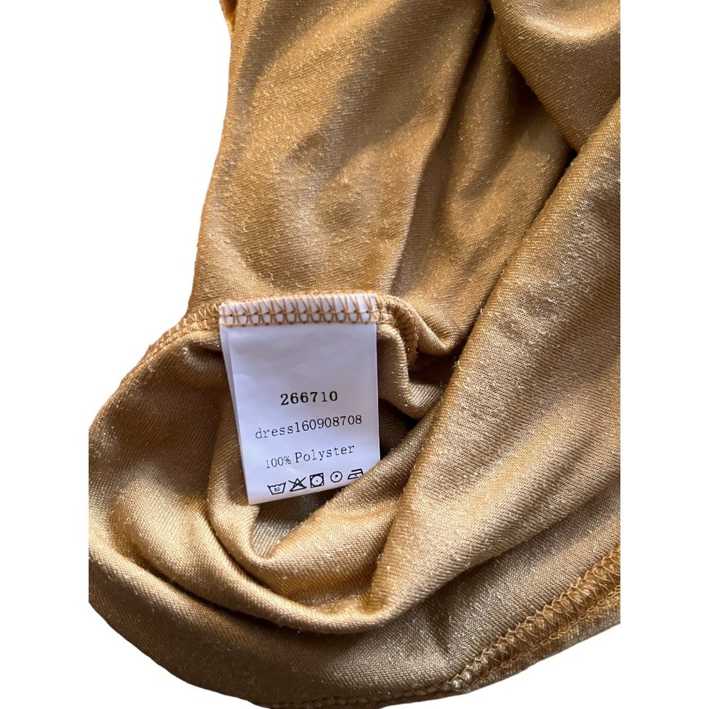 Maxi Dress Small Gold Velour Long Sleeve - Picture 7 of 9